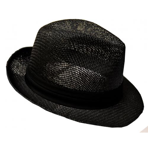 Bruno Capelo Black Fedora Straw Dress Hat BC-550